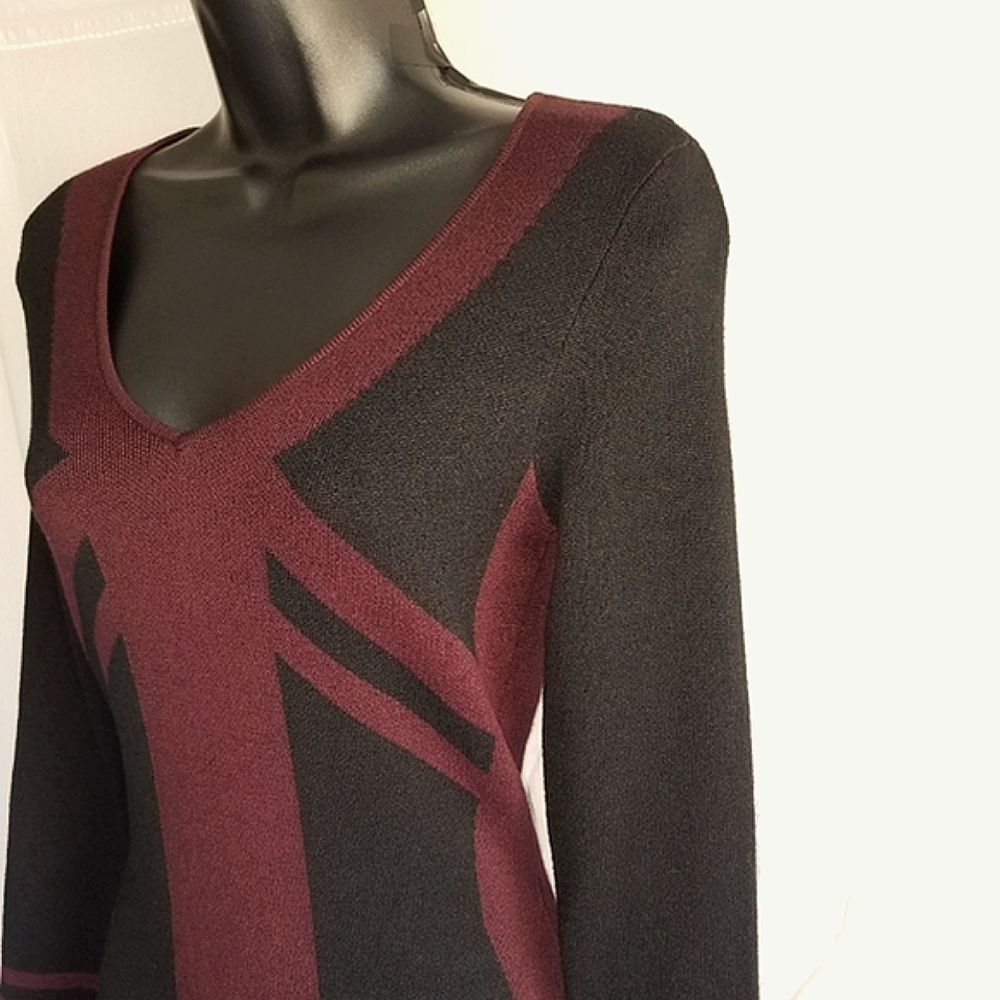 Max Studio Color Block Fitted Sweater Dress ⭐⭐ - Picture 2 of 7
